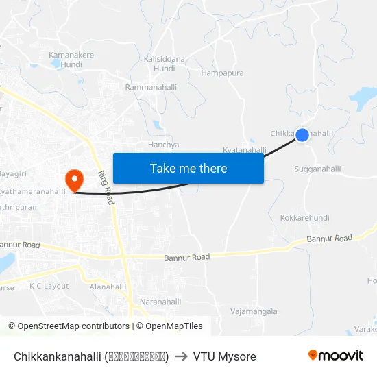 Chikkankanahalli (ಚಿಕ್ಕನಹಳ್ಳಿ) to VTU Mysore map