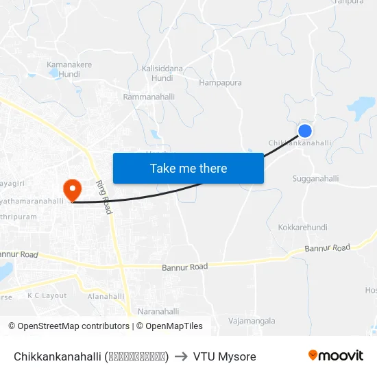 Chikkankanahalli (ಚಿಕ್ಕನಹಳ್ಳಿ) to VTU Mysore map