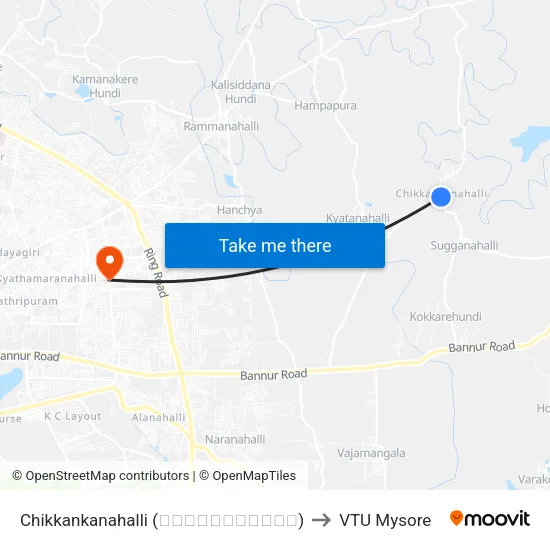 Chikkankanahalli (ಚಿಕ್ಕನಹಳ್ಳಿ) to VTU Mysore map