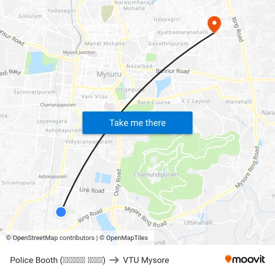 Police Booth (ಪೋಲೀಸ್ ಬೂತ್) to VTU Mysore map