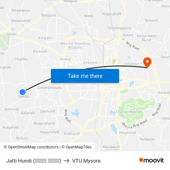 Jatti Hundi (ಜಟ್ಟಿ ಹುಂಡಿ) to VTU Mysore map