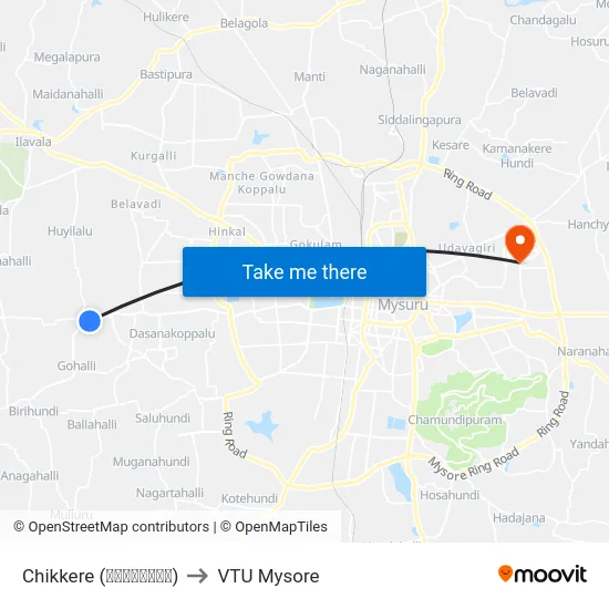Chikkere (ಚಿಕ್ಕೆರೆ) to VTU Mysore map