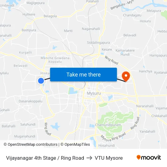 Vijayanagar 4th Stage / Ring Road to VTU Mysore map