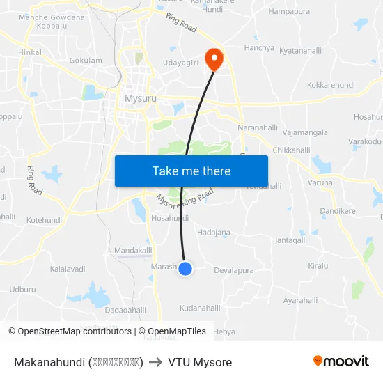 Makanahundi (ಮಾಕನಹುಂಡಿ) to VTU Mysore map