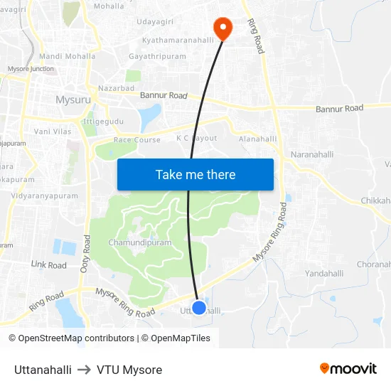 Uttanahalli to VTU Mysore map