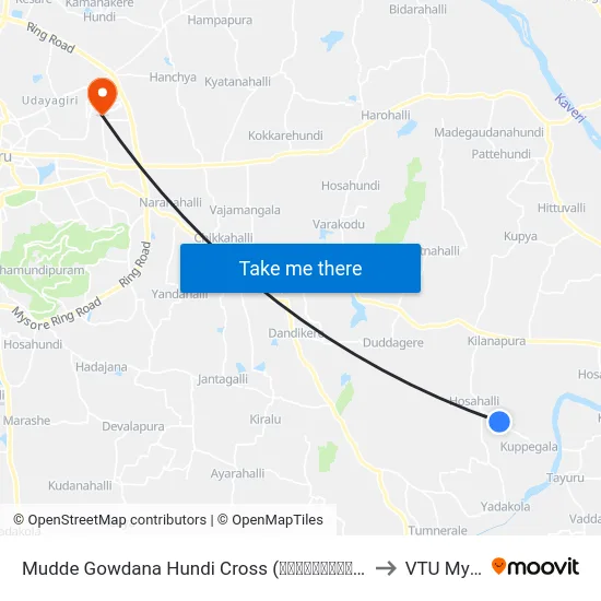 Mudde Gowdana Hundi Cross (ಮುದ್ದೇಗೌಡನ ಹುಂಡಿ ಕ್ರಾಸ್) to VTU Mysore map