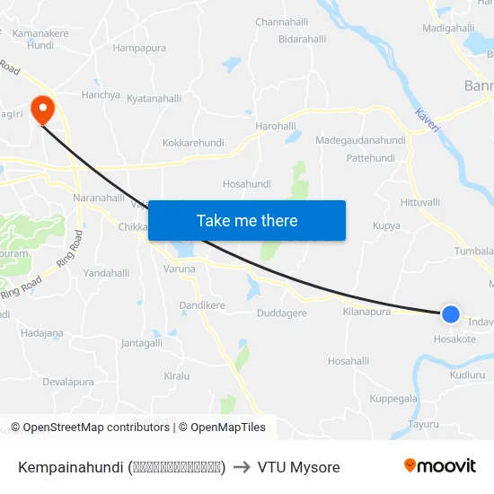 Kempainahundi (ಕೆಂಪಯ್ಯನಹುಂಡಿ) to VTU Mysore map