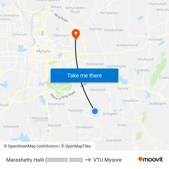 Marashetty Halli (ಮಾರಶೆಟ್ಟಿ ಹಳ್ಳಿ) to VTU Mysore map