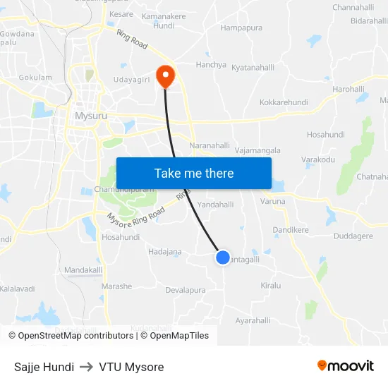 Sajje Hundi to VTU Mysore map