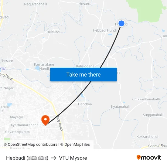 Hebbadi (ಹೆಬ್ಬಾಡಿ) to VTU Mysore map