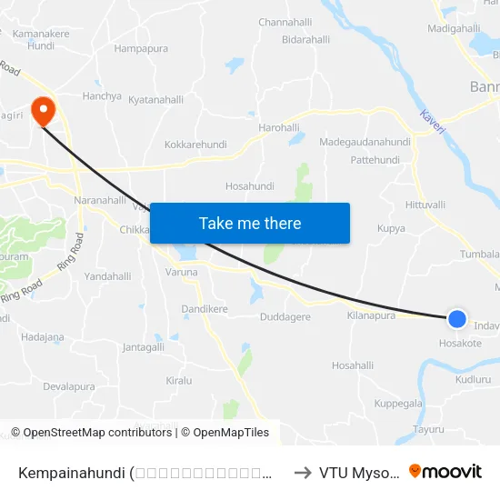 Kempainahundi (ಕೆಂಪಯ್ಯನಹುಂಡಿ) to VTU Mysore map