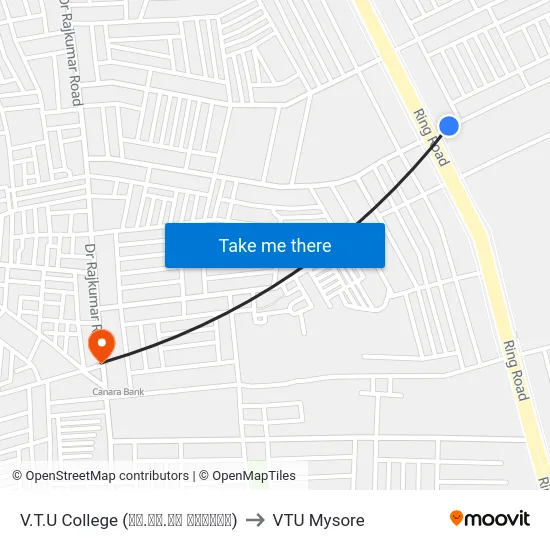 V.T.U College (ವಿ.ಟಿ.ಯು ಕಾಲೇಜು) to VTU Mysore map