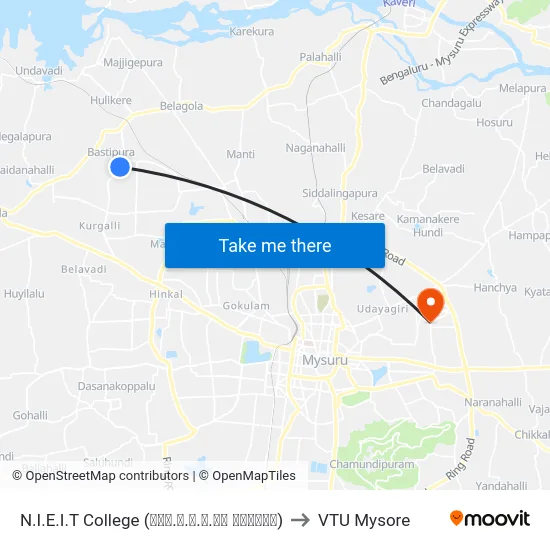 N.I.E.I.T College (ಎನ್.ಐ.ಇ.ಐ.ಟಿ ಕಾಲೇಜು) to VTU Mysore map