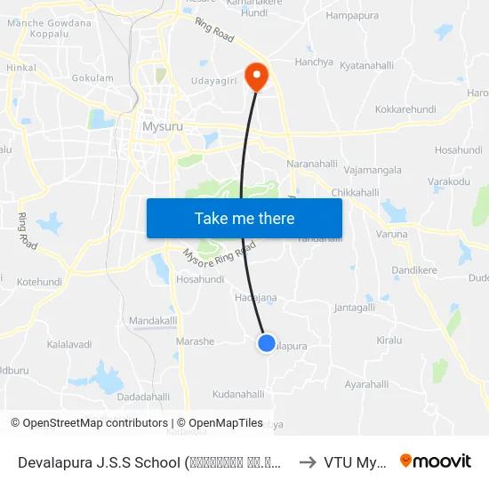Devalapura J.S.S School (ದೇವಲಾಪುರ ಜೆ.ಎಸ್.ಎಸ್ ಶಾಲೆ) to VTU Mysore map