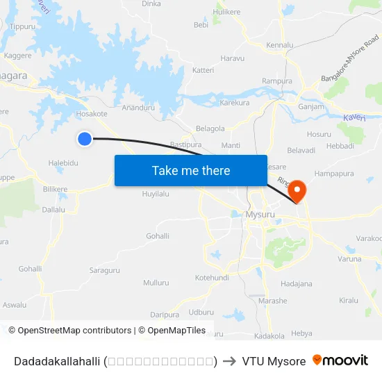 Dadadakallahalli (ದಡದಕಲ್ಲಹಳ್ಳಿ) to VTU Mysore map