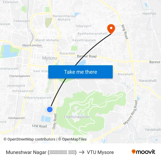 Muneshwar Nagar (ಮುನೇಶ್ವರ ನಗರ) to VTU Mysore map