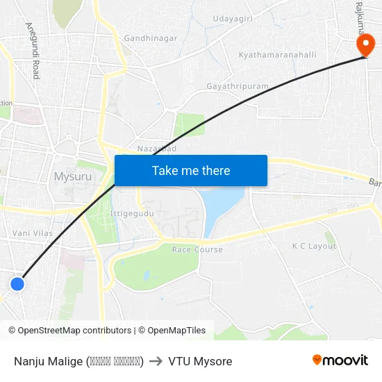 Nanju Malige (ನಂಜು ಮಳಿಗೆ) to VTU Mysore map