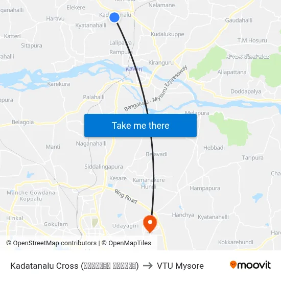 Kadatanalu Cross (ಕಡದತನಲು ಕ್ರಾಸ್) to VTU Mysore map