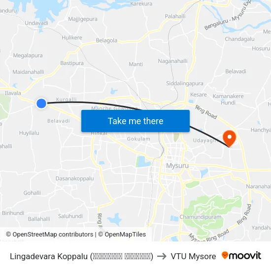 Lingadevara Koppalu (ಲಿಂಗದೇವರ ಕೊಪ್ಪಲು) to VTU Mysore map