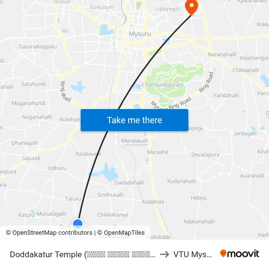 Doddakatur Temple (ದೊಡ್ಡ ಕಾತೂರು ದೇವಸ್ಥಾನ) to VTU Mysore map