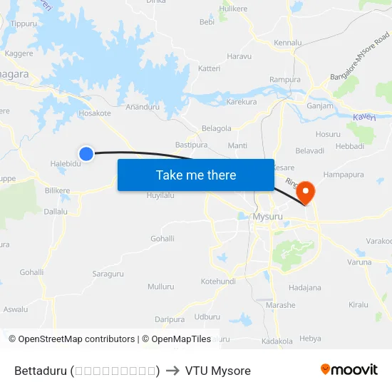 Bettaduru (ಬೆಟ್ಟದೂರು) to VTU Mysore map