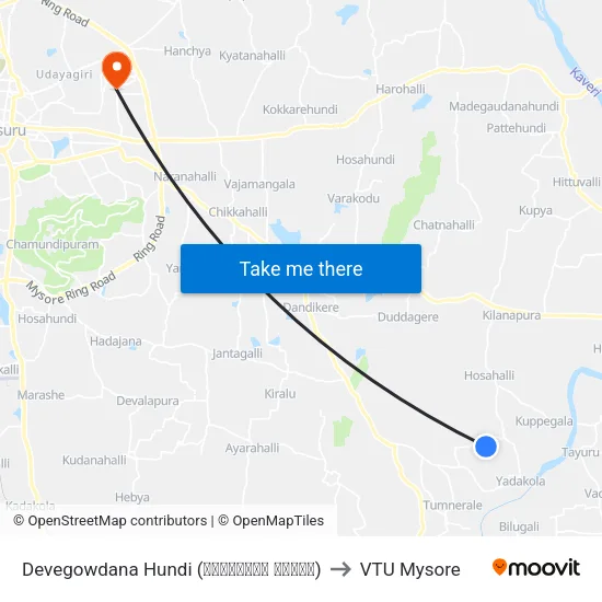 Devegowdana Hundi (ದೇವೇಗೌಡನ ಹುಂಡಿ) to VTU Mysore map
