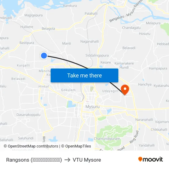 Rangsons (ರ‍್ಯಾಂಗ್‌ಸನ್ಸ್) to VTU Mysore map