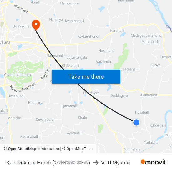 Kadavekatte Hundi (ಕಡವೇಕಟ್ಟೆ ಹುಂಡಿ) to VTU Mysore map