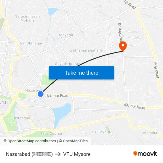 Nazarabad (ನಜರಾಬಾದ್) to VTU Mysore map