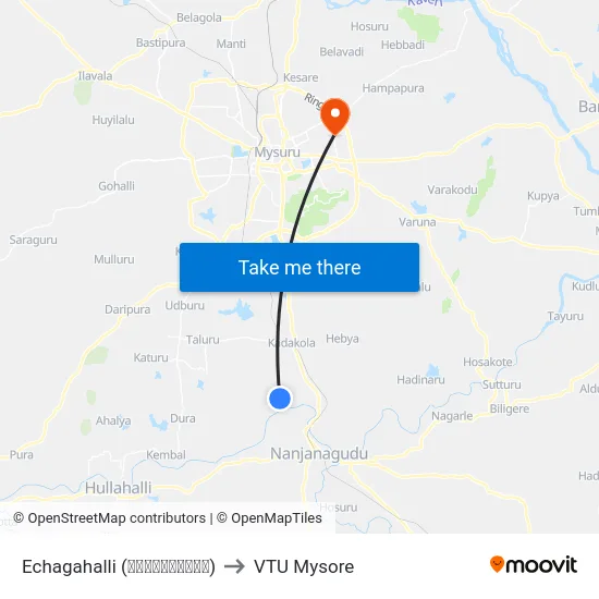 Echagahalli (ಎಚ್ಚಗಹಳ್ಳಿ) to VTU Mysore map
