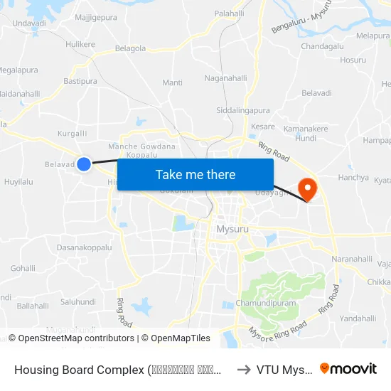 Housing Board Complex (ಹೂಟಗಳ್ಳಿ ಕಾಂಪ್ಲೆಕ್ಸ್) to VTU Mysore map