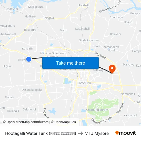 Hootagalli Water Tank (ವಾಟರ್ ಟ್ಯಾಂಕ್) to VTU Mysore map