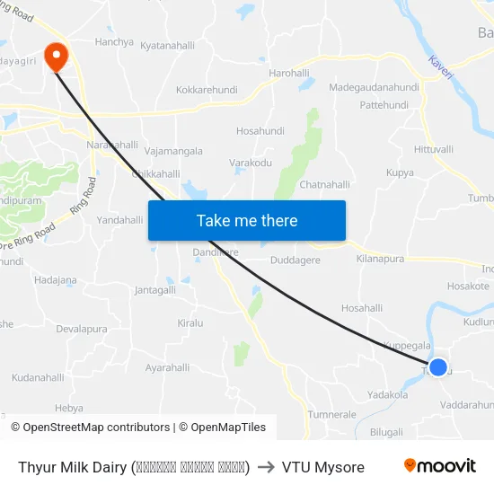 Thyur Milk Dairy (ತೈಯೂರು ಹಾಲಿನ ಡೈರಿ) to VTU Mysore map