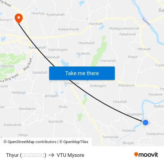 Thyur (ತೈಯೂರು) to VTU Mysore map