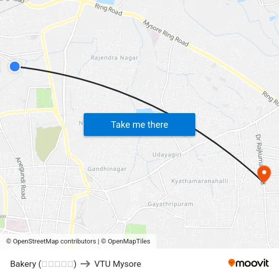 Bakery (ಬೇಕರಿ) to VTU Mysore map