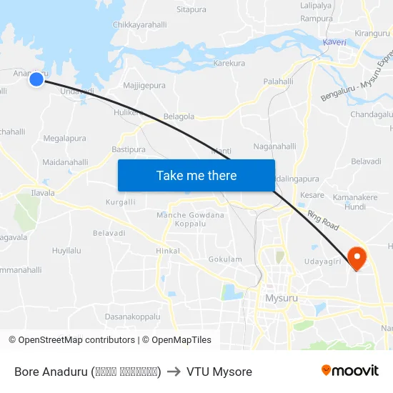 Bore Anaduru (ಬೋರ್‌ ಆನಂದೂರು) to VTU Mysore map