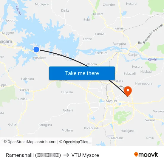 Ramenahalli (ರಾಮೇನಹಳ್ಳಿ) to VTU Mysore map
