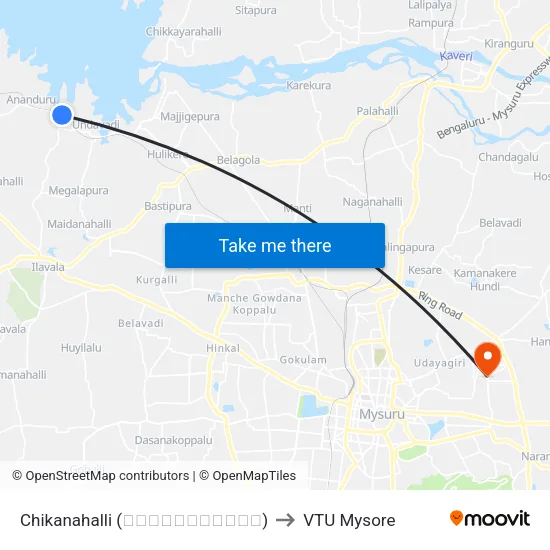 Chikanahalli (ಚಿಕ್ಕನಹಳ್ಳಿ) to VTU Mysore map