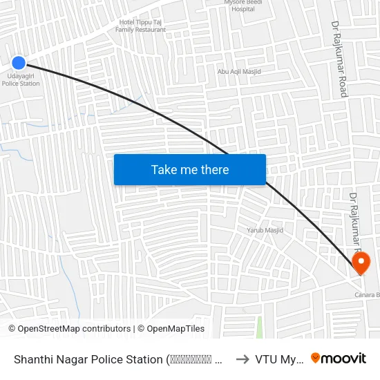 Shanthi Nagar Police Station (ಶಾಂತಿನಗರ ಪೋಲೀಸ್ ಸ್ಟೇಷನ್) to VTU Mysore map