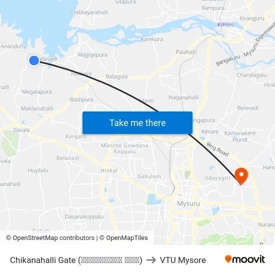 Chikanahalli Gate (ಚಿಕ್ಕನಹಳ್ಳಿ ಗೇಟ್) to VTU Mysore map