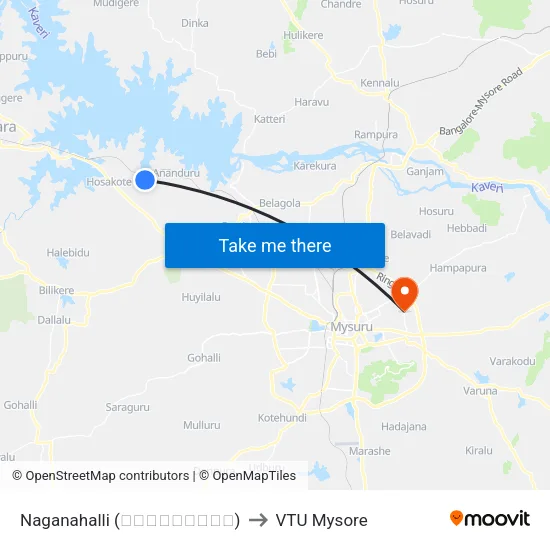 Naganahalli (ನಾಗನಹಳ್ಳಿ) to VTU Mysore map