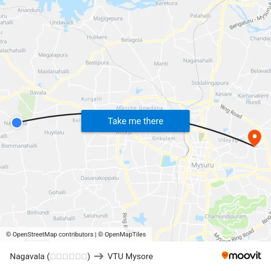 Nagavala (ನಾಗವಾಲ) to VTU Mysore map
