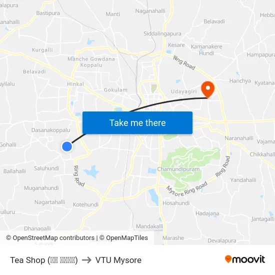 Tea Shop (ಟೀ ಶಾಪ್‌) to VTU Mysore map