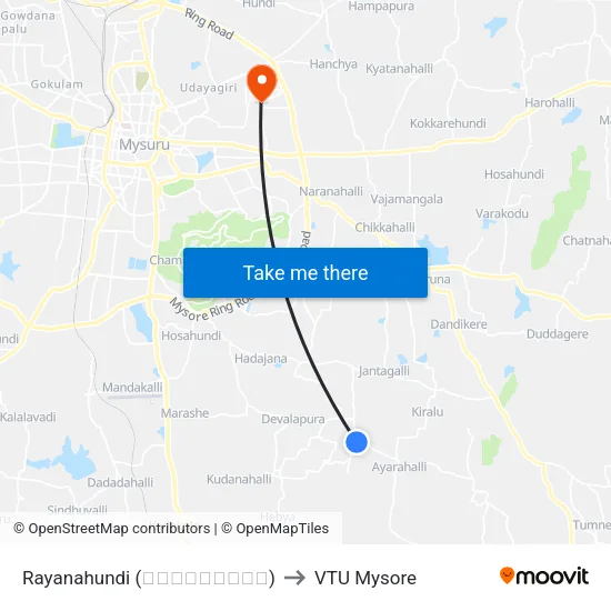 Rayanahundi (ರಾಯನಹುಂಡಿ) to VTU Mysore map