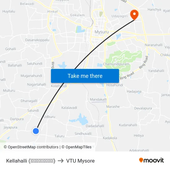 Kellahalli (ಕೆಲ್ಲಹಳ್ಳಿ) to VTU Mysore map