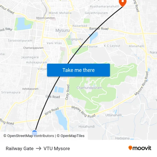 Railway Gate to VTU Mysore map