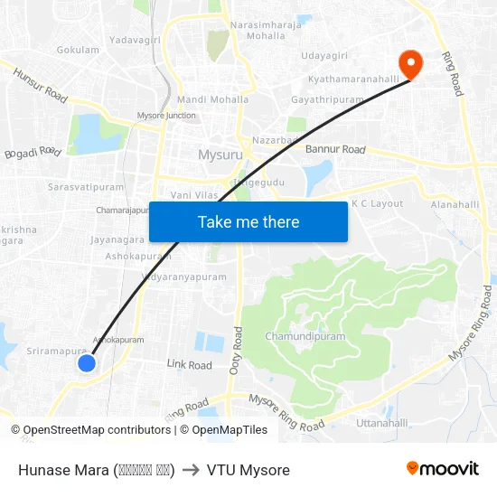 Hunase Mara (ಹುಣಸೇ ಮರ) to VTU Mysore map
