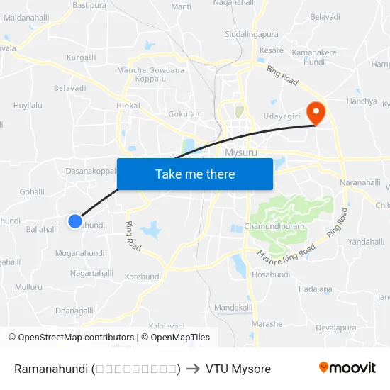 Ramanahundi (ರಾಮನಹುಂಡಿ) to VTU Mysore map