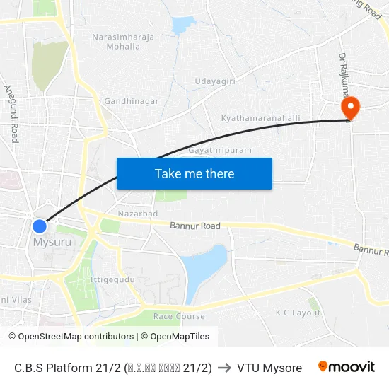 C.B.S Platform 21/2 (ನ.ಬ.ನಿ ಅಂಕಣ 21/2) to VTU Mysore map