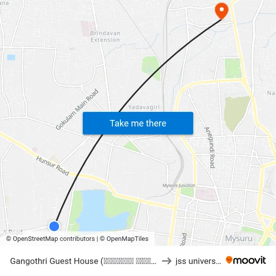 Gangothri Guest House (ಗಂಗೋತ್ರಿ ವಸತಿ ಗೃಹ) to jss university map